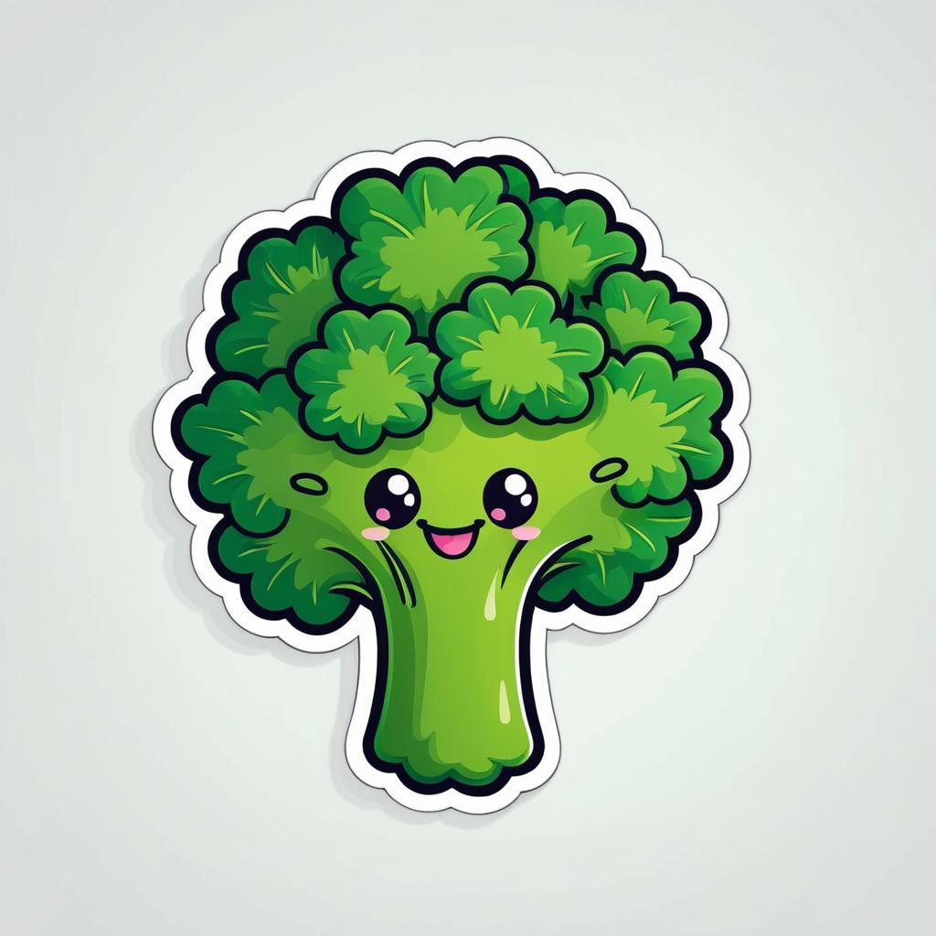 Playful Broccoli Cartoon Character Logo