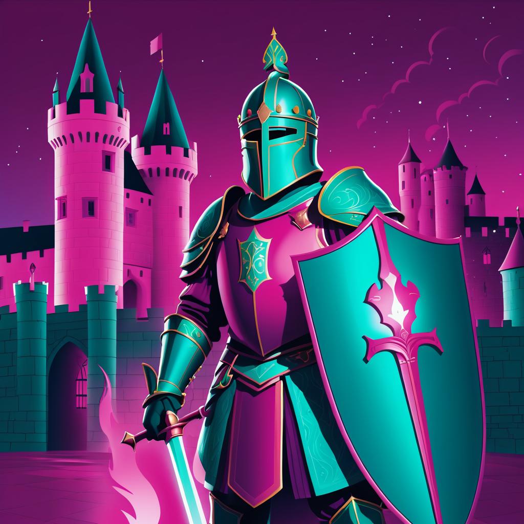 Noble Knight in Magenta and Teal