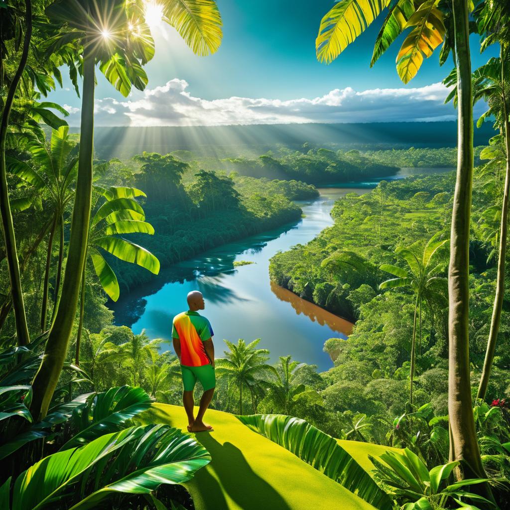 Vibrant Tropical Landscape with Brazilian Man