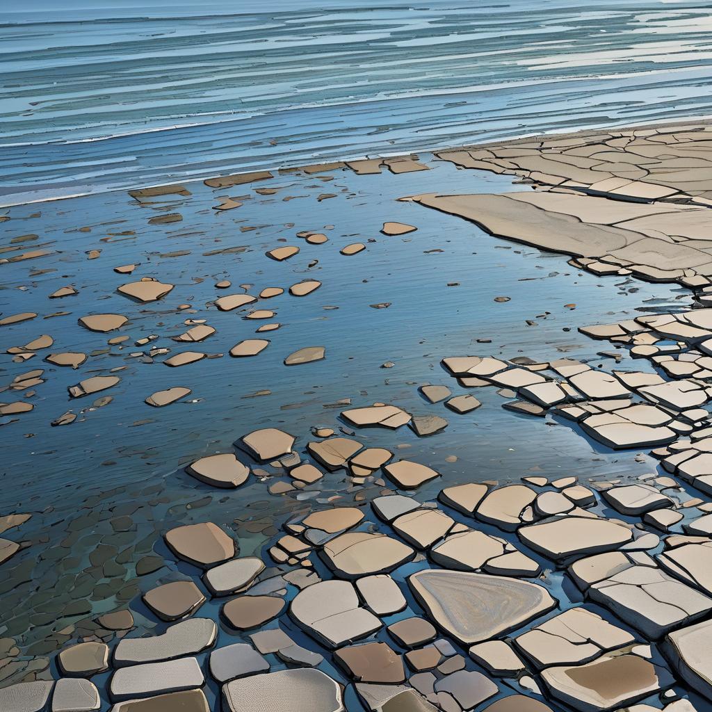 Aerial View of Coastal Tidepools at Dusk