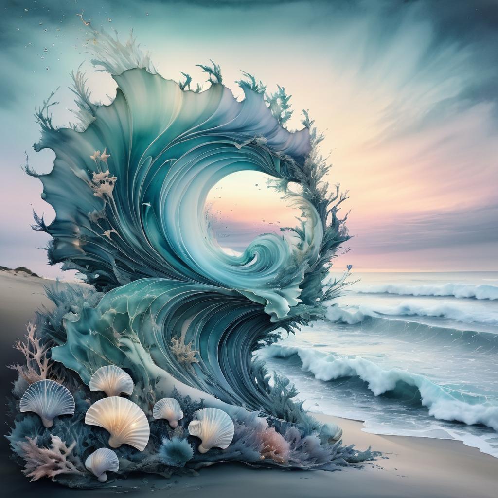 Surreal Seashell Nature Explosion Art