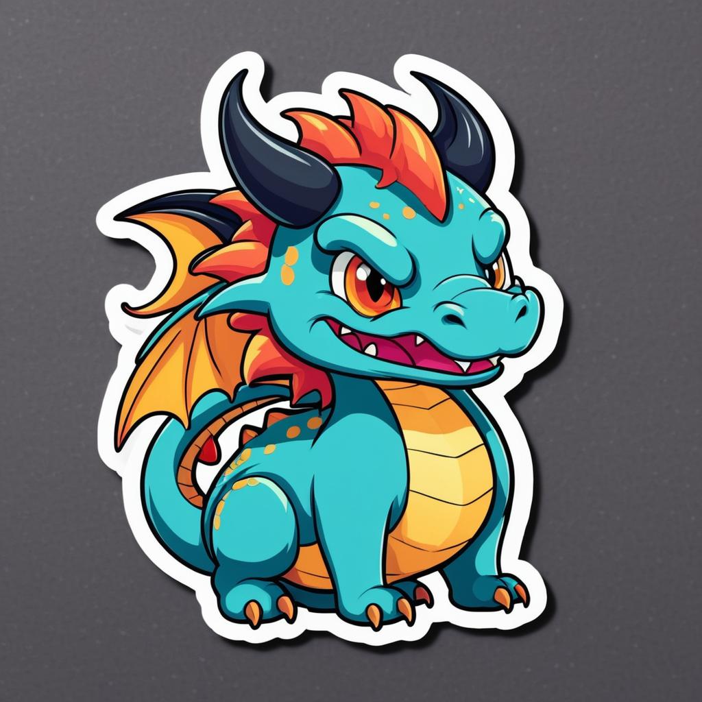 Adorable Androgynous Dragon Cartoon Sticker