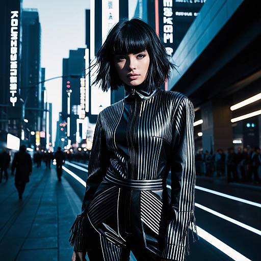 Futuristic Fashion Woman with Asymmetrical Fringe Hairstyle