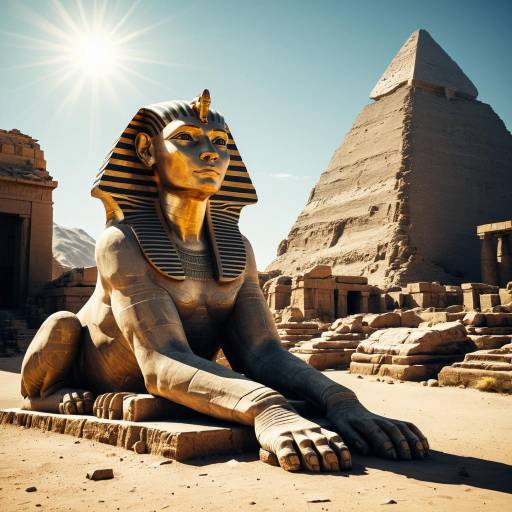 Mystical Sphinx on Ancient Desert Ruins Mystical Sphinx on Ancient Desert Ruins