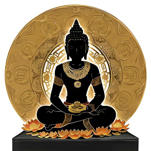 Mystical Woman with Glowing Lotus and Halo