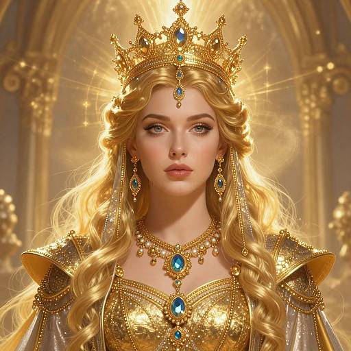 Regal Golden Woman with Crown