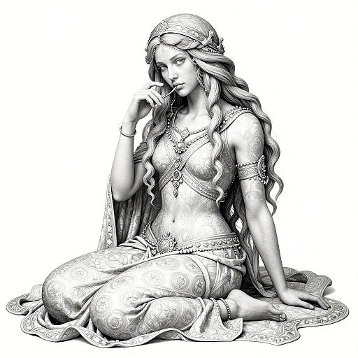 High-Quality Monochrome Girl Illustration