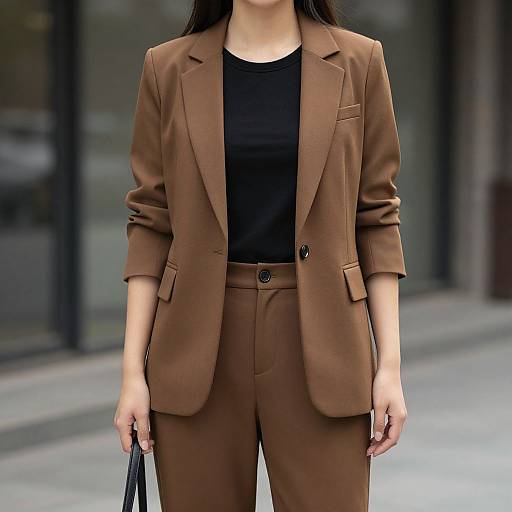 Elegant Woman in Brown Suit