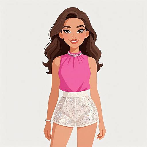 Glamorous Woman in Sequined Shorts