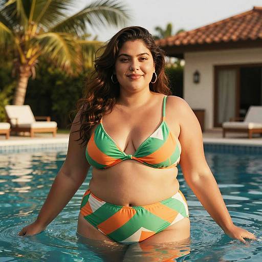 Plus-Size Latina in Infinity Pool