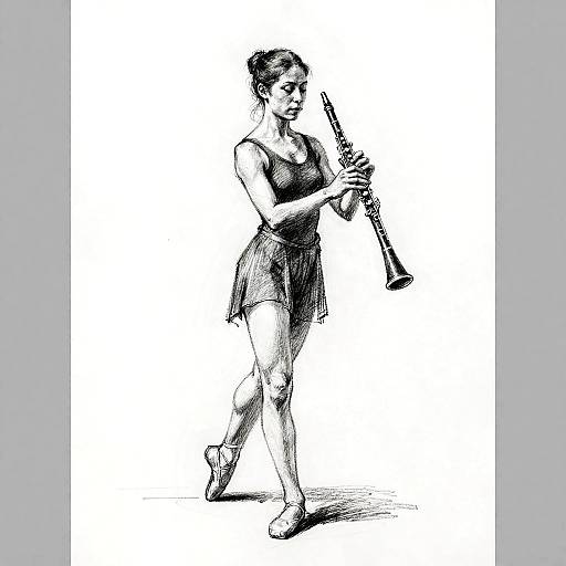 Graphite Ballet Oboe Portrait Study
