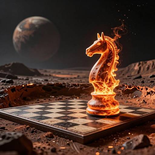 Fiery Knight Playing Eternal Chess