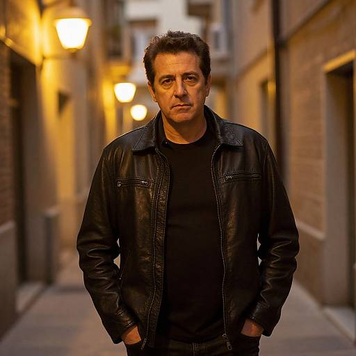 Serious Man in Dimly Lit Alley