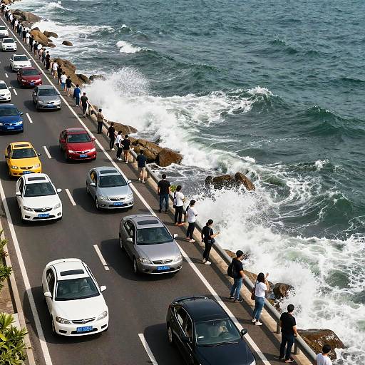 Realistic Sea Split on Busy Highway