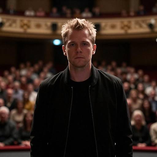 Serious Blond Man in Dim Theater