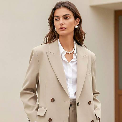 Elegant Woman in Beige Blazer Portrait