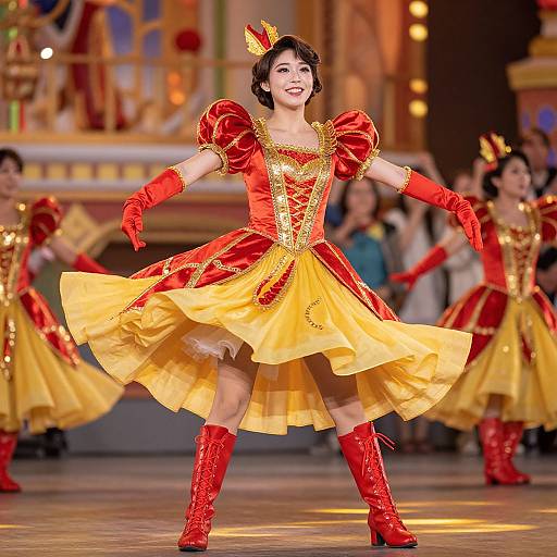 Vibrant Red and Gold Festival Costume