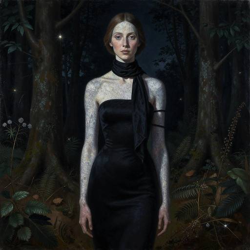 Granite-Skinned Woman in Night Forest