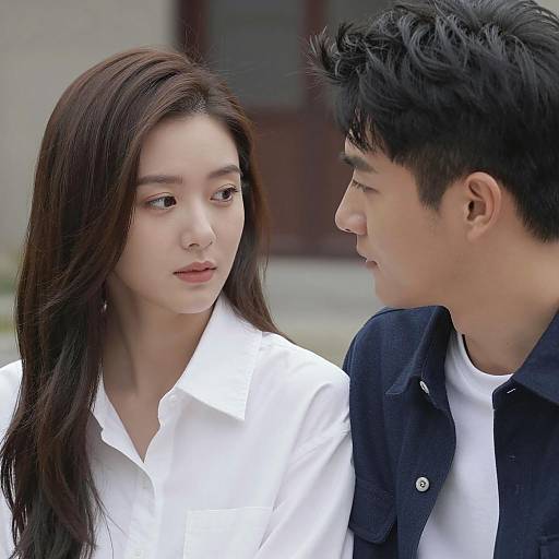 Intimate Close-Up of Young Asian Couple