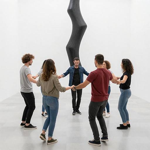 Lively Circle Dance in White Gallery