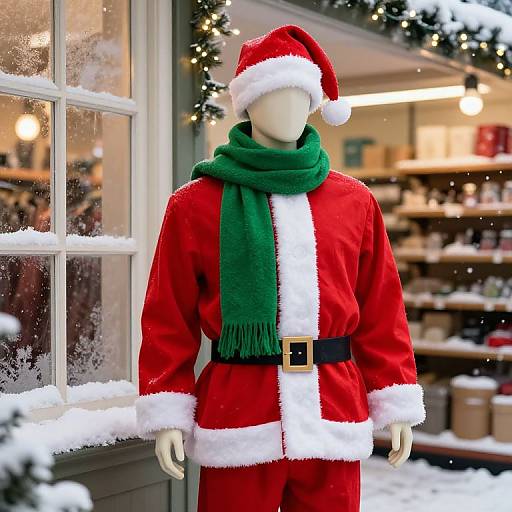 Festive Santa Mannequin in Winter Store