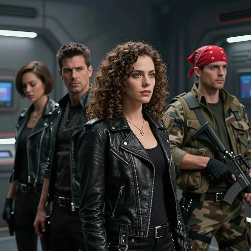 Futuristic Gathering in Dim Light