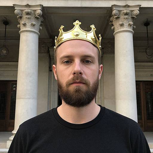 Bearded King Before Ornate Columns