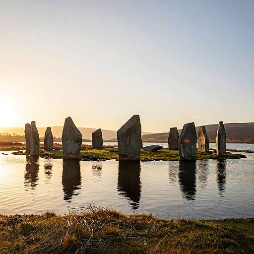 Ancient Stone Circle at Golden Sunset