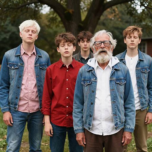 Elderly Men Outdoors in Denim Jackets