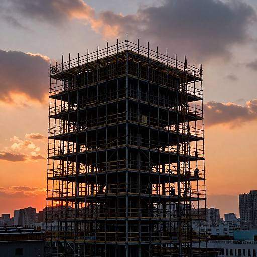 Dramatic Scaffold at Sunset