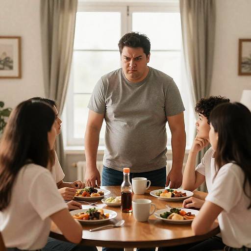 Casual Dining Scene with Four People
