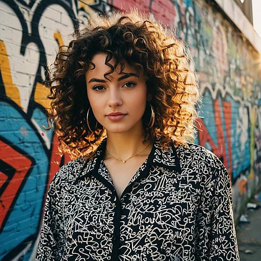 Curly Hair Fashion Model Portrait