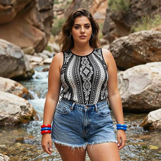 Lanky Woman by Rocky Canyon Stream