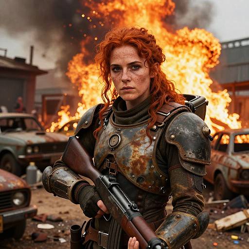 Post-Apocalyptic Warrior Woman with Rifle