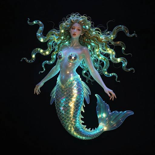 Baroque Bioluminescent Mermaid Portrait