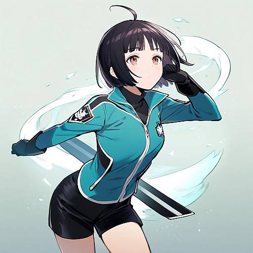 Illustration of Amatori chika, world trigger in the style of Ge-b