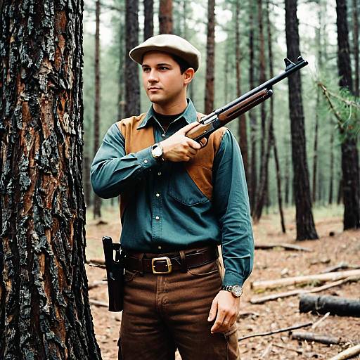 Young Man Hunting in Forest