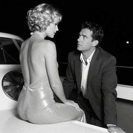 Black and White Romantic Boat Scene