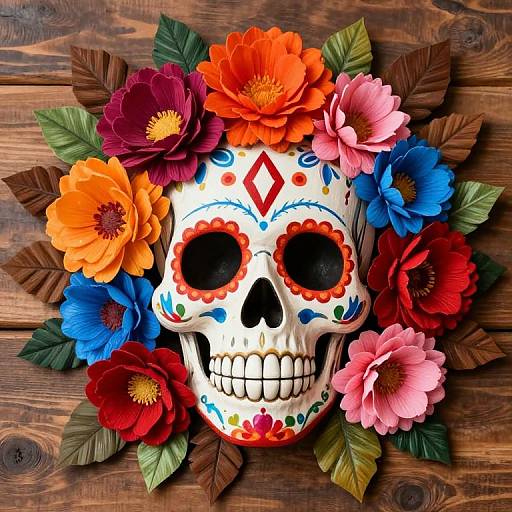 Vibrant Day of the Dead Skull Design
