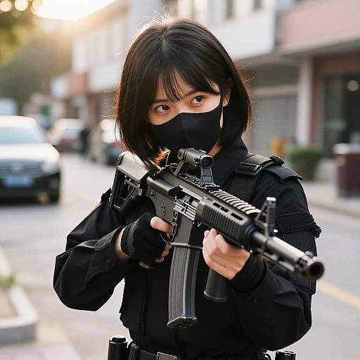 Realistic Female Soldier in Action