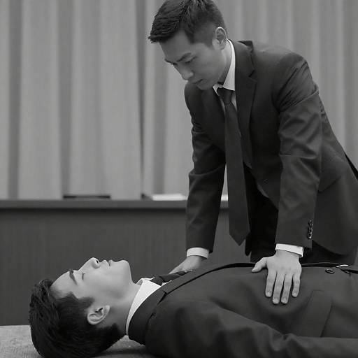 Dramatic Scene of Three Men in Suits