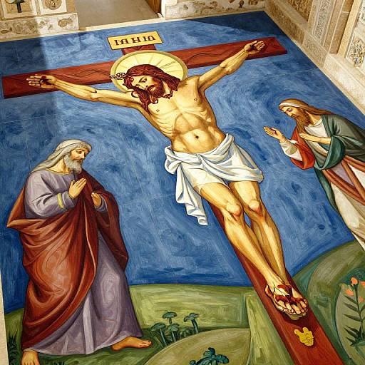 Floor Mural of Jesus Christ Crucifixion