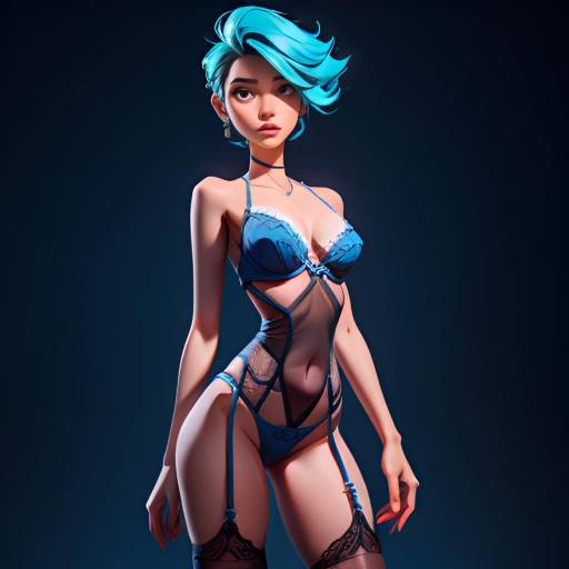 Fantasy Fairy Woman with Blue Hair