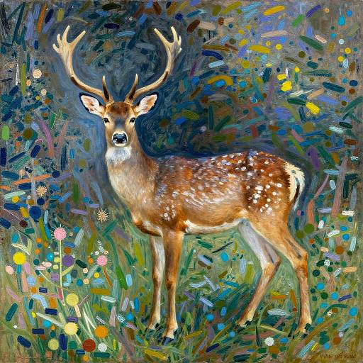 Surreal Deer Illustration with Impressionist Flair