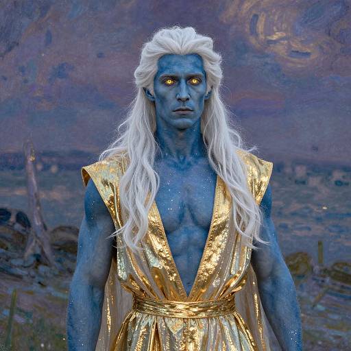 Starry Blue-Skinned Fantasy Figure