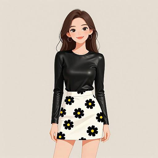 Smiling Woman in Modern Minimalist Style