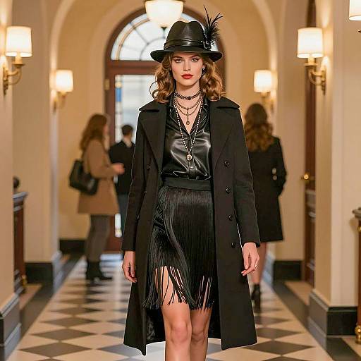 Woman in Elegant Great Gatsby Inspired Outfit