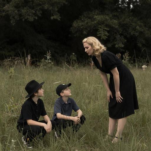 Vintage Portrait: Blonde Woman and Boys