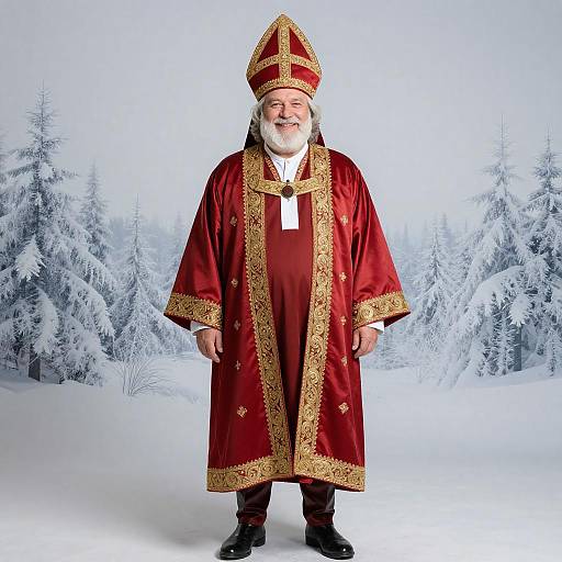 Senior Man in Traditional Sinterklaas Robes