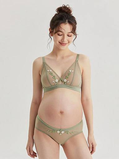 Romantic Sage Maternity Lingerie Portrait